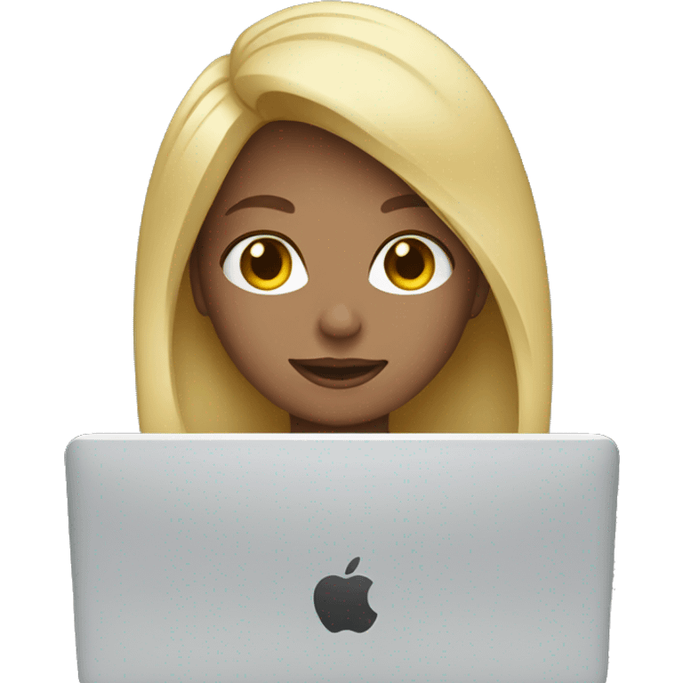 Blond girl working on MacBook  emoji