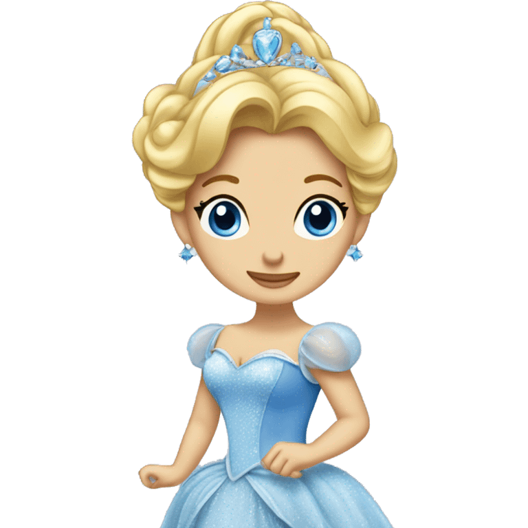 Cinderella wearing the ball gown and glass slippers emoji