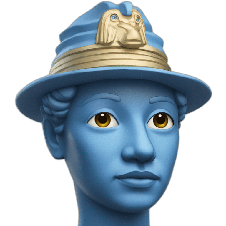 Face of Ptahs statue in blue Egypt hat emoji