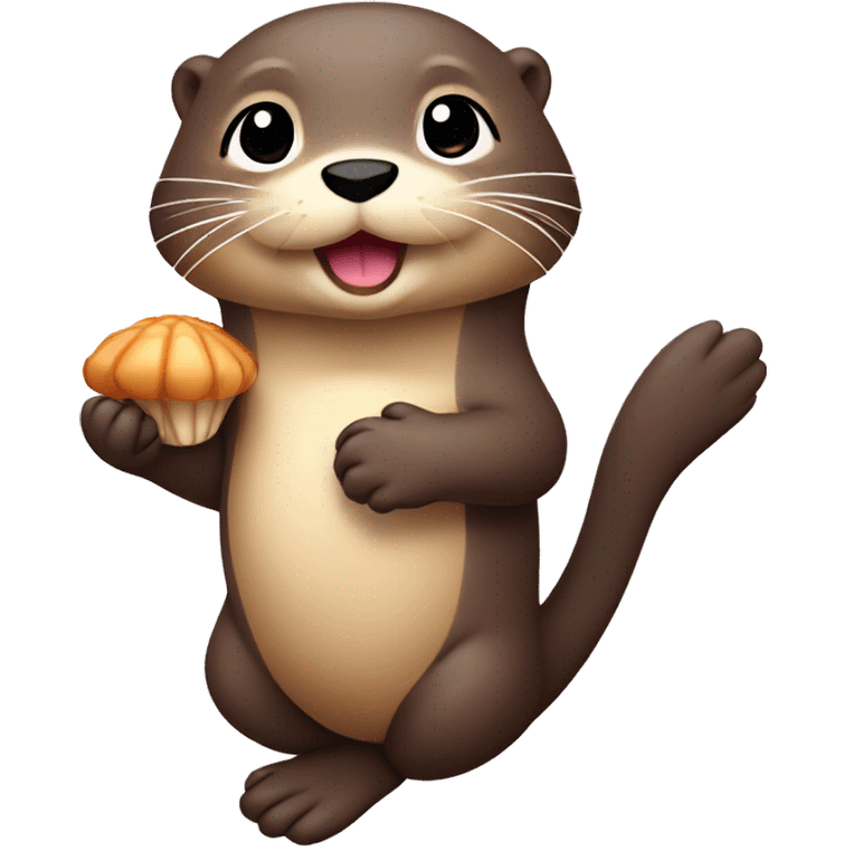 Otter with arm full of cute scallops emoji