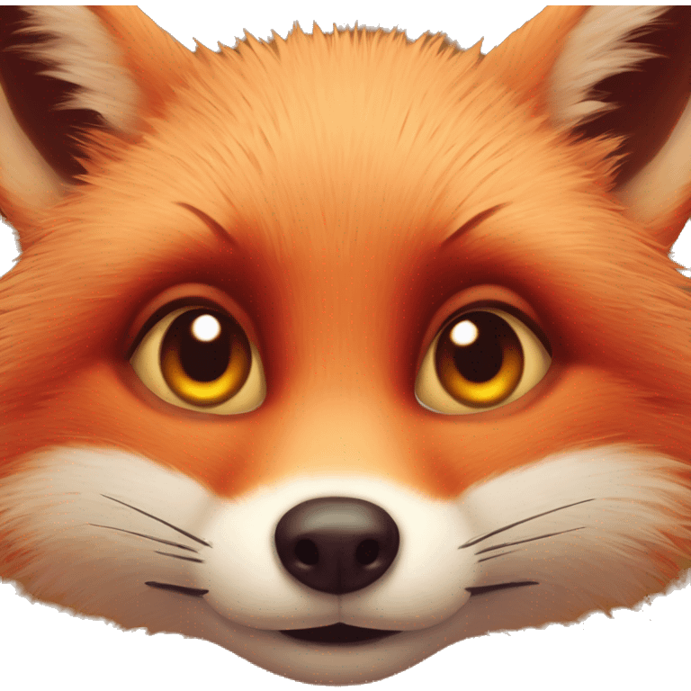 deep lush red fox face with tiny red heart in eyes emoji