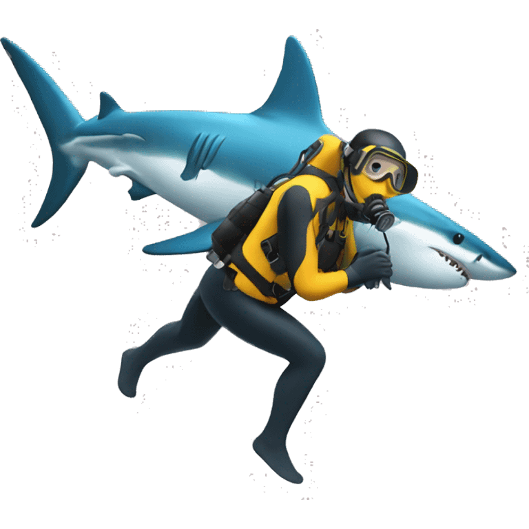 A Scuba diver diving with a shark emoji