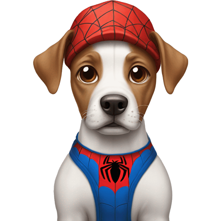 dog wearing a spiderman suit emoji