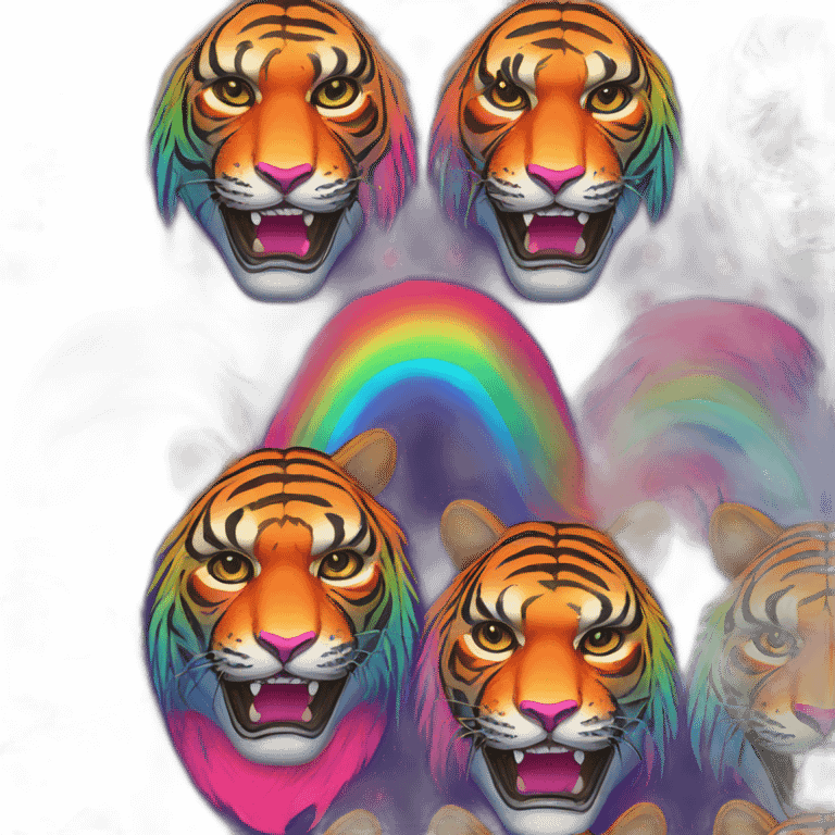 rainbow neon tiger Japanese mask emoji