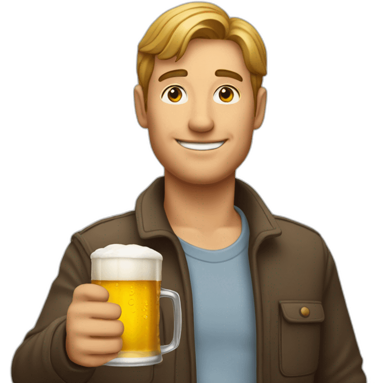 Un homme avec une bière à sa main emoji