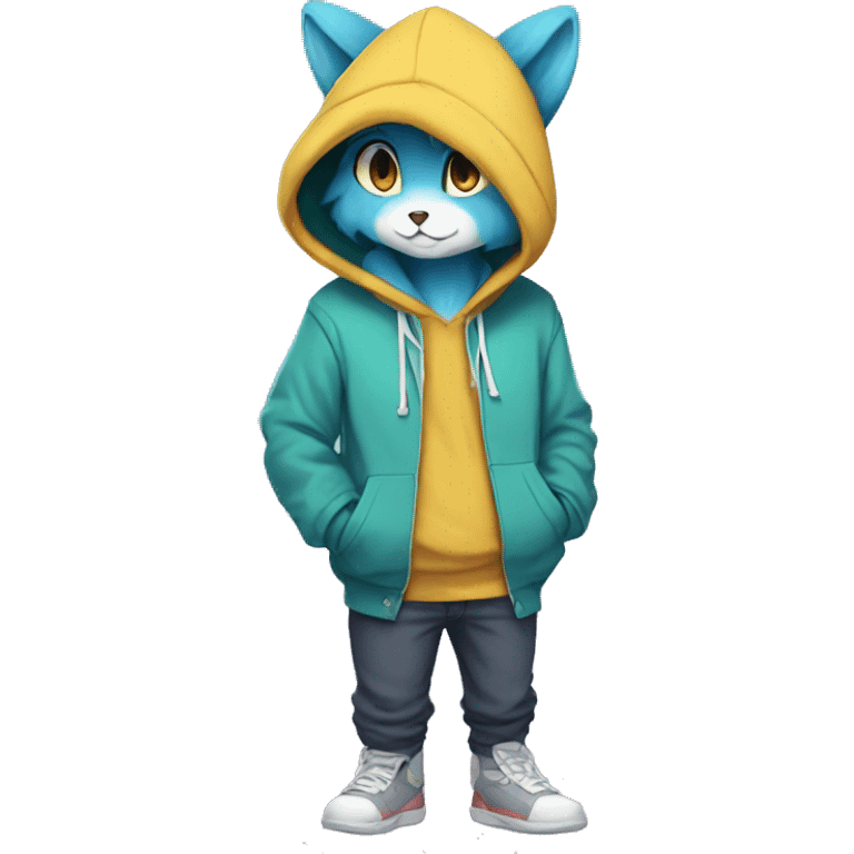 Anthro Sona Fakemon with a hoodie Full Body emoji