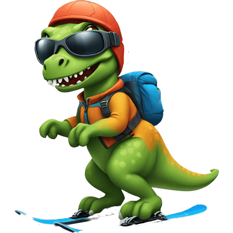 dino skiing emoji