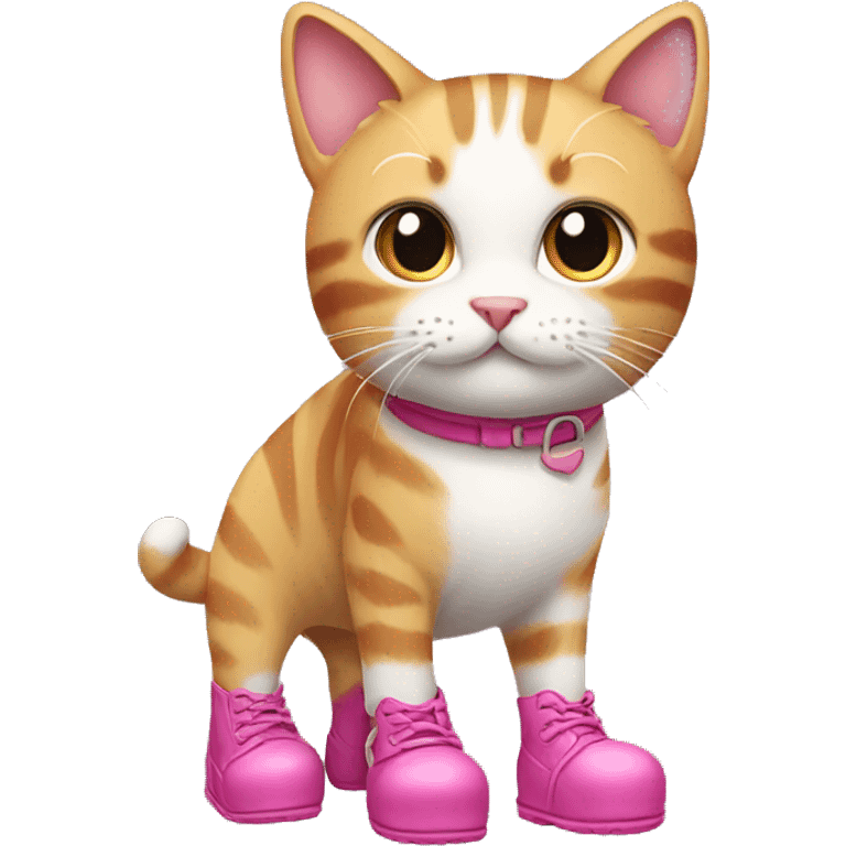 standing cat wearing pink boots emoji