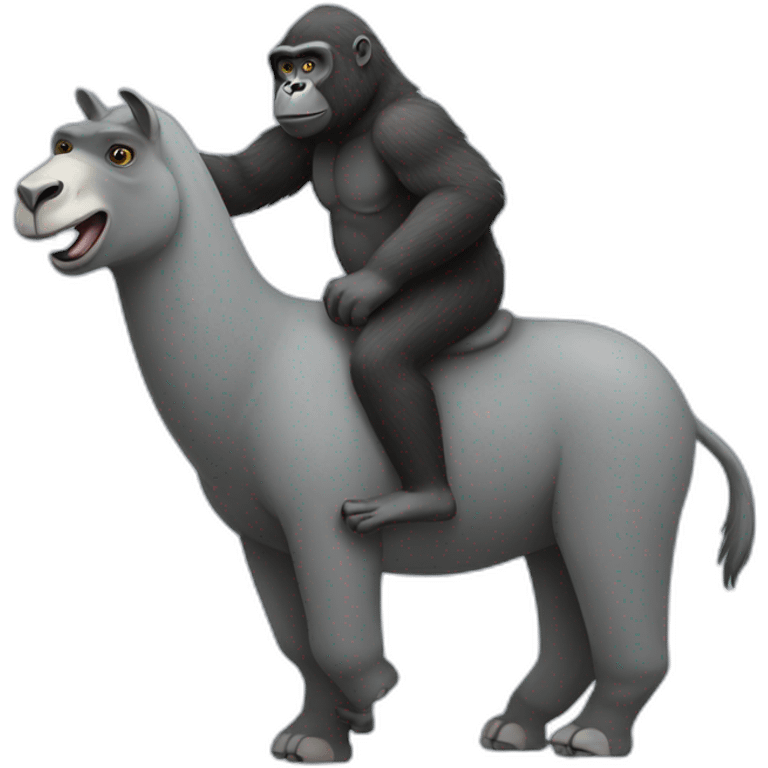 Gorilla riding a grey Llama emoji