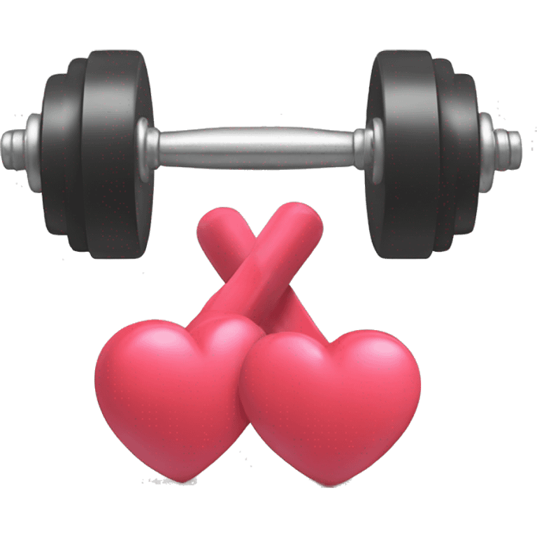 dumbbell and love hearts emoji