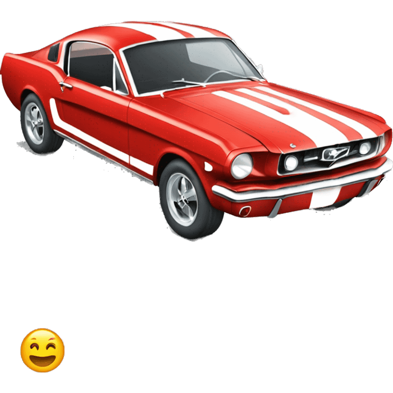 Create a red 66 Mustang with white stripes emoji