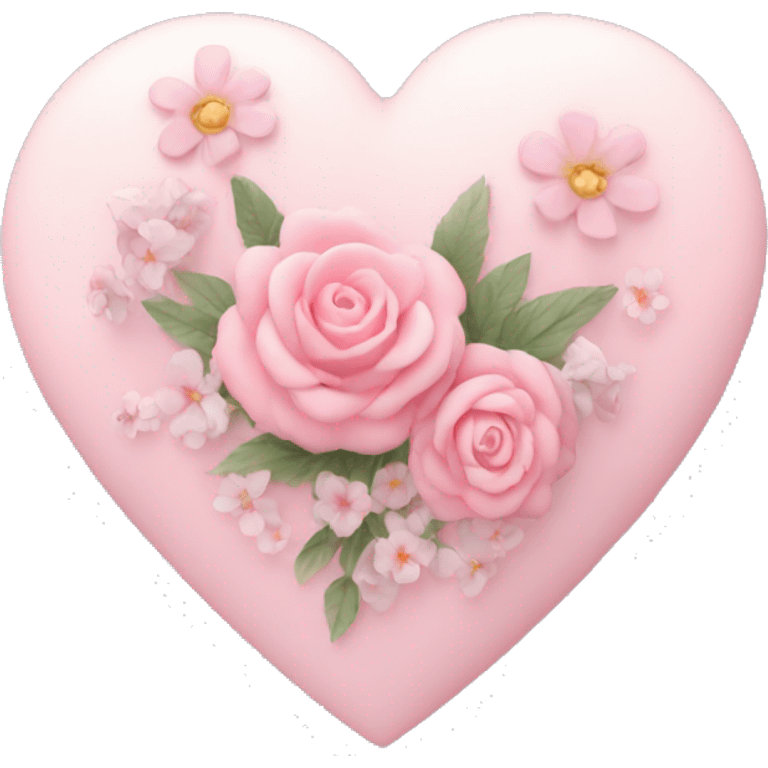 Pastel pink heart and flowers emoji