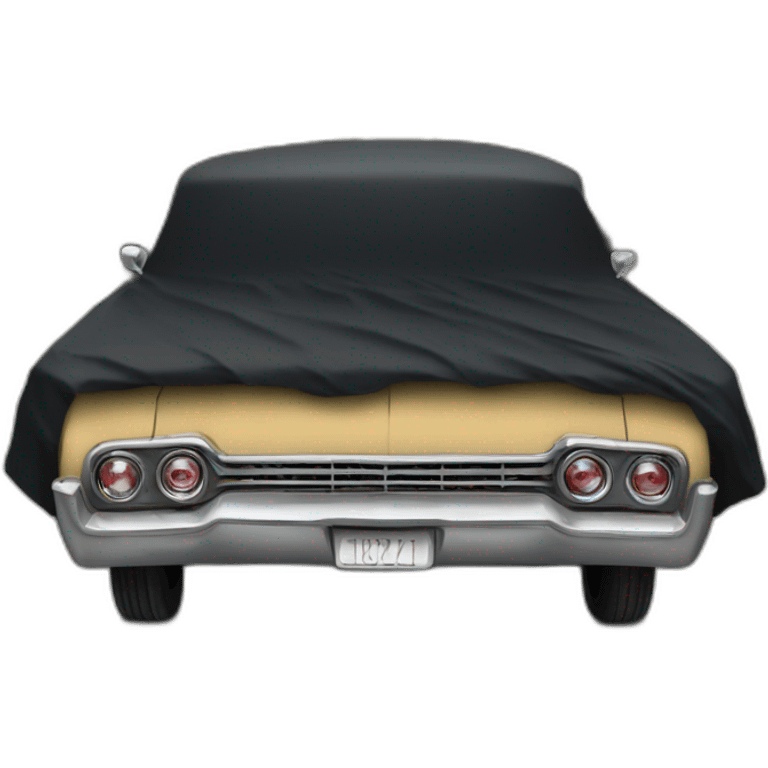 1960s dusty car covered in black cover emoji