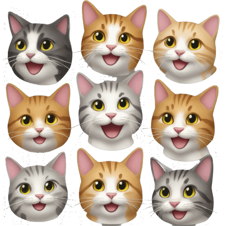 nine happy cats at a party emoji