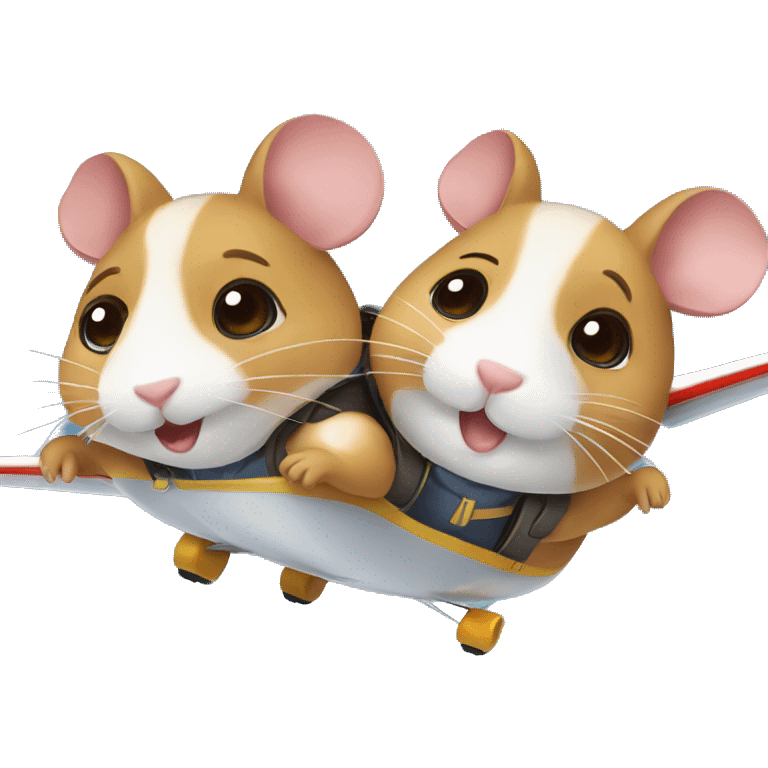 Two hamsters flying on plane emoji