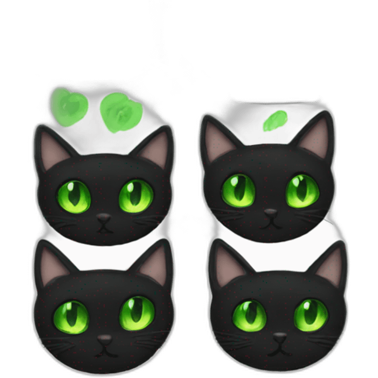 black cat with green eyes emoji