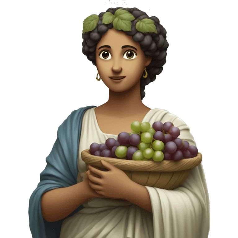 Greek Sappho holds a bunch of grapes in her hand emoji