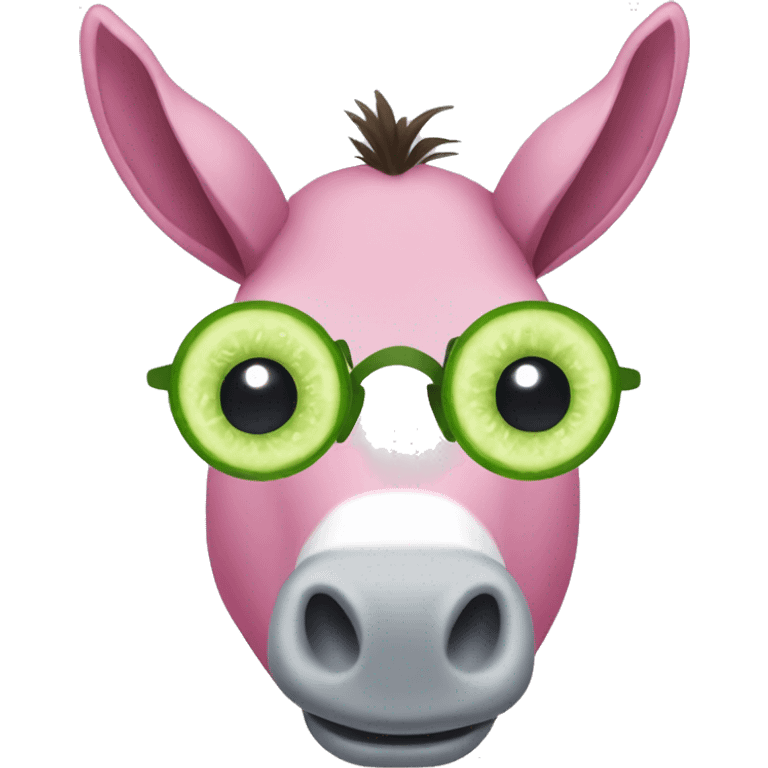 Pink donkey with cucumbers on eyes emoji