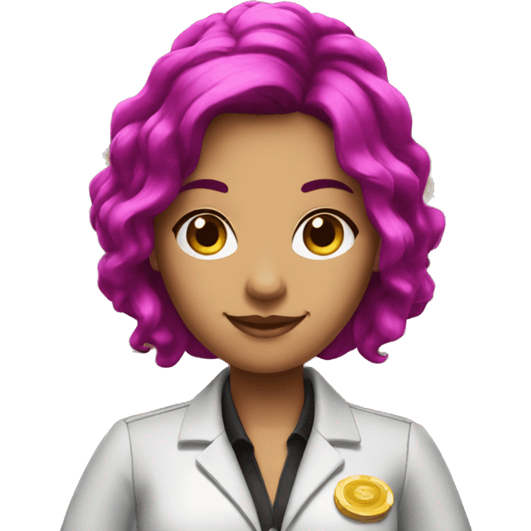 casino cashier with black and fuchsia hair emoji