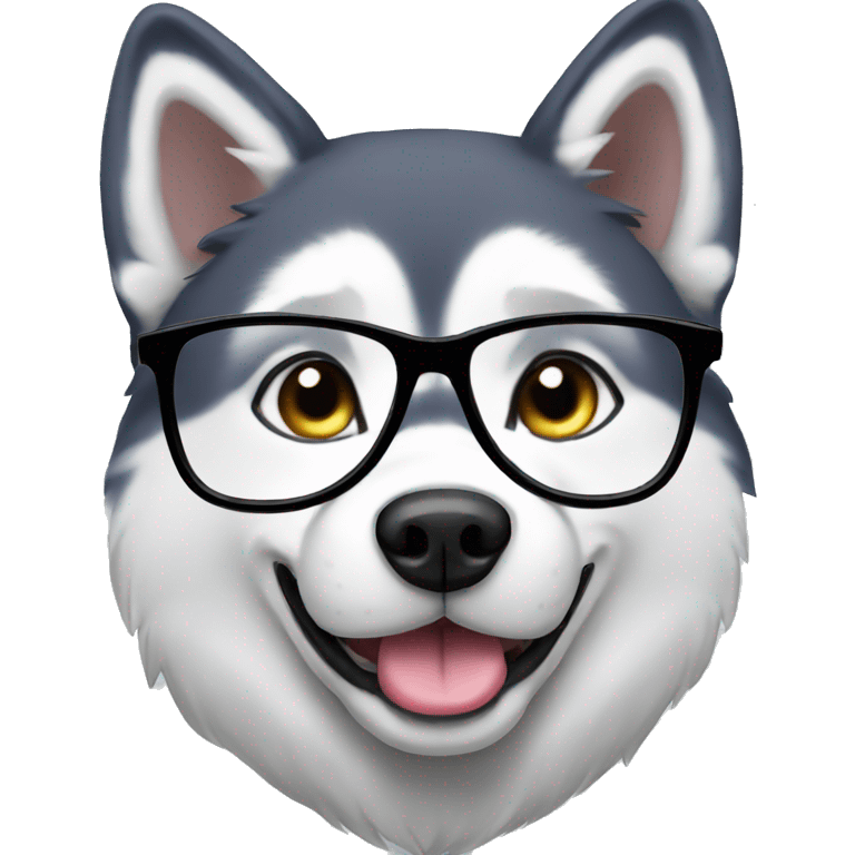 Husky with glasses  emoji