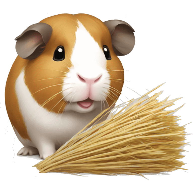 Guineapig with a strand of long grass hay in his mouth emoji