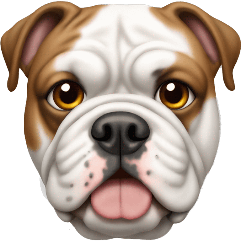 White English Bulldog with brown spots on ears  emoji