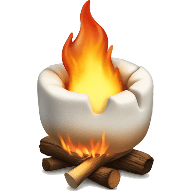 Realistic marshmallow over camping fire emoji