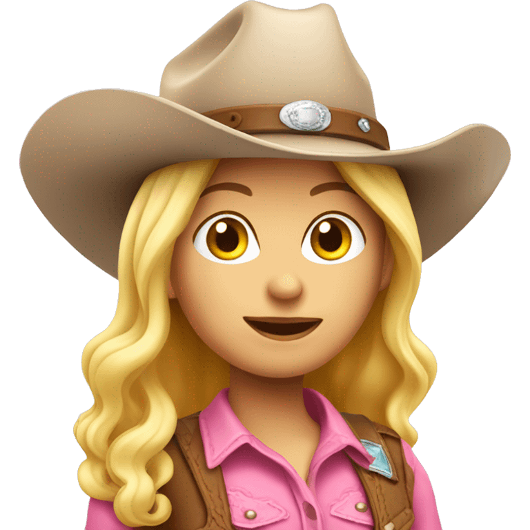 Blond cowgirl med rosa hatt emoji