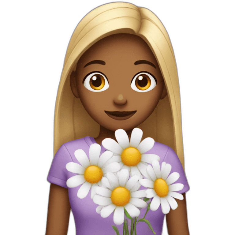 Shy girl with flowers emoji