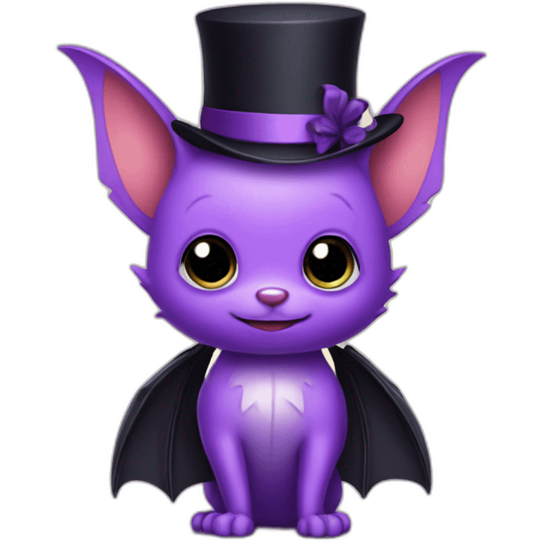 Cute purple bat with tophat emoji