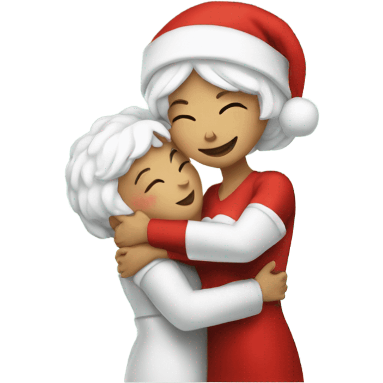 two white mrs claus hugging emoji