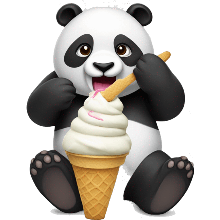 Panda eating ice cream emoji