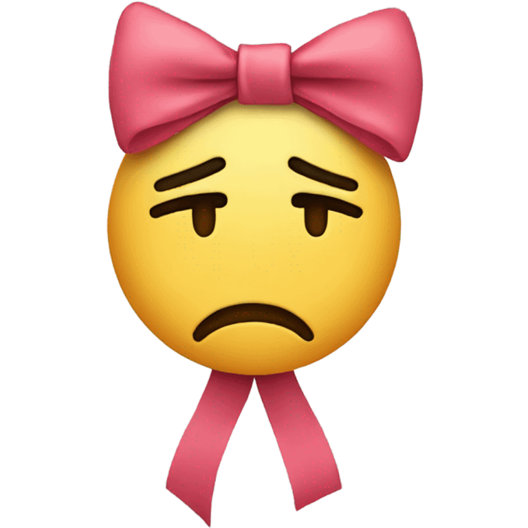 sad face with a bow emoji