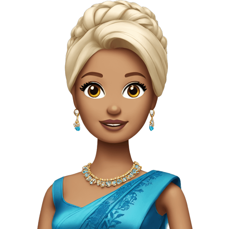 Barbie in a blue saree emoji