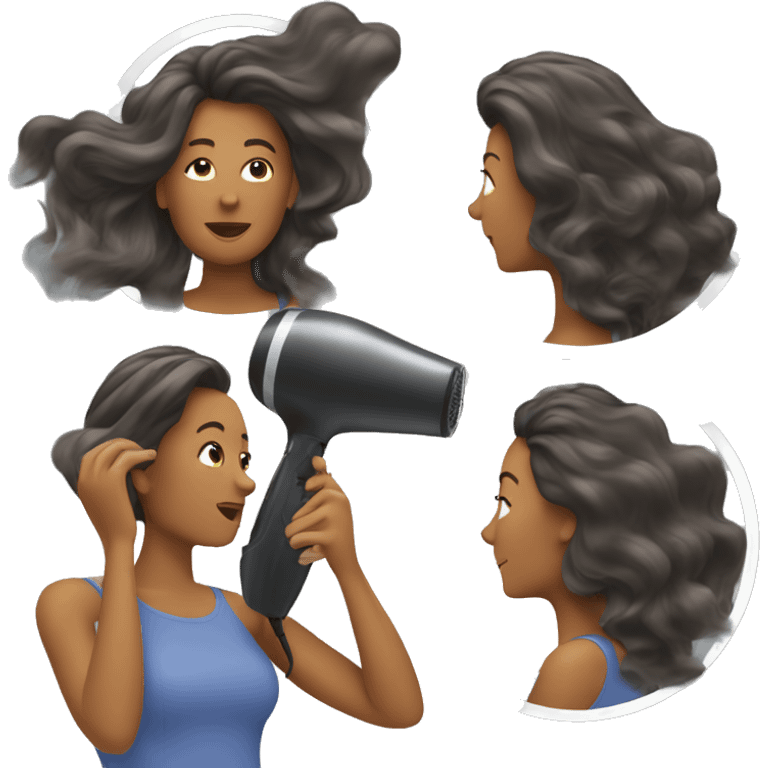 Woman blow drying her hair emoji