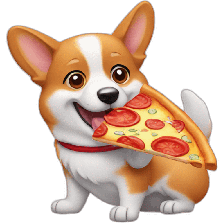 Corgi eating pizza slice emoji