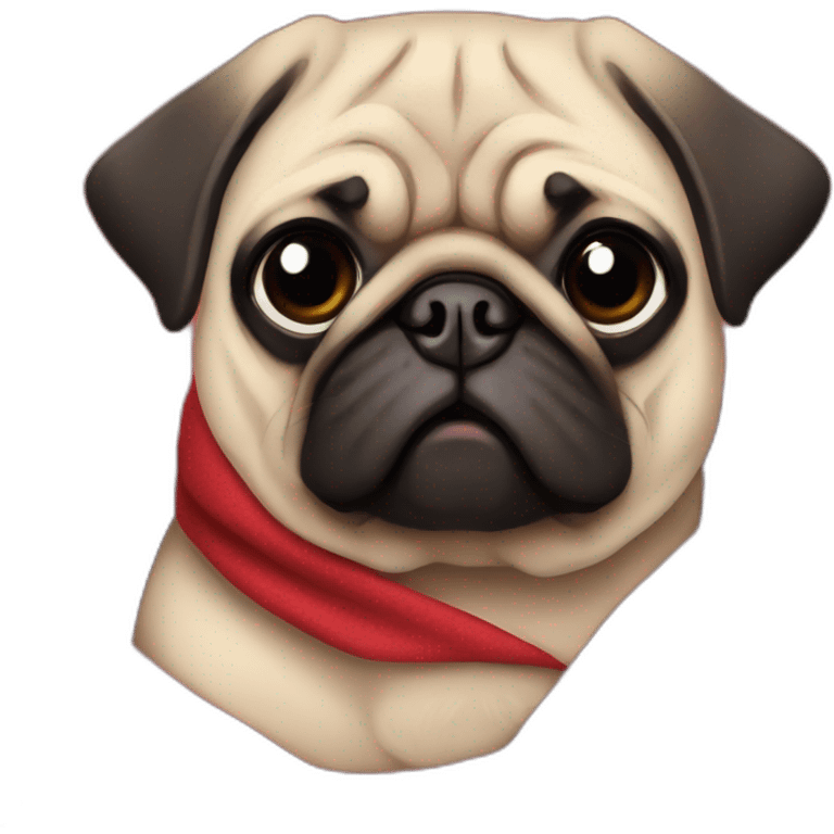 Pug with bow in red blanket emoji