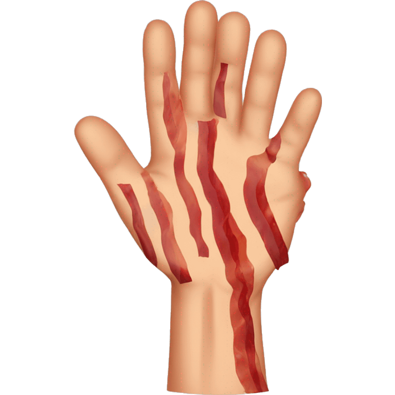 hands up with bacon on it emoji