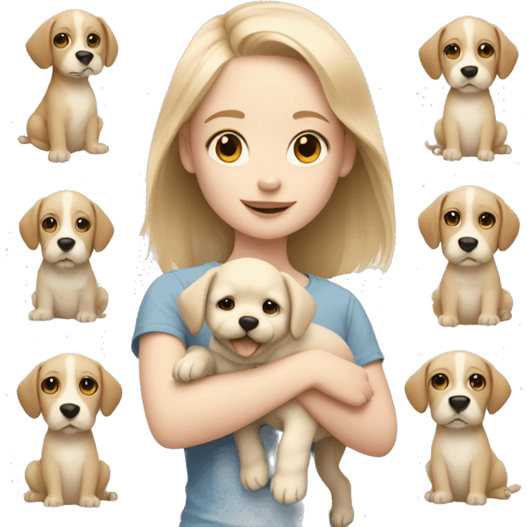 young girl with pale skin and a beige puppy emoji