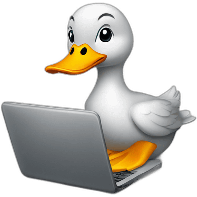 duck working on laptop emoji