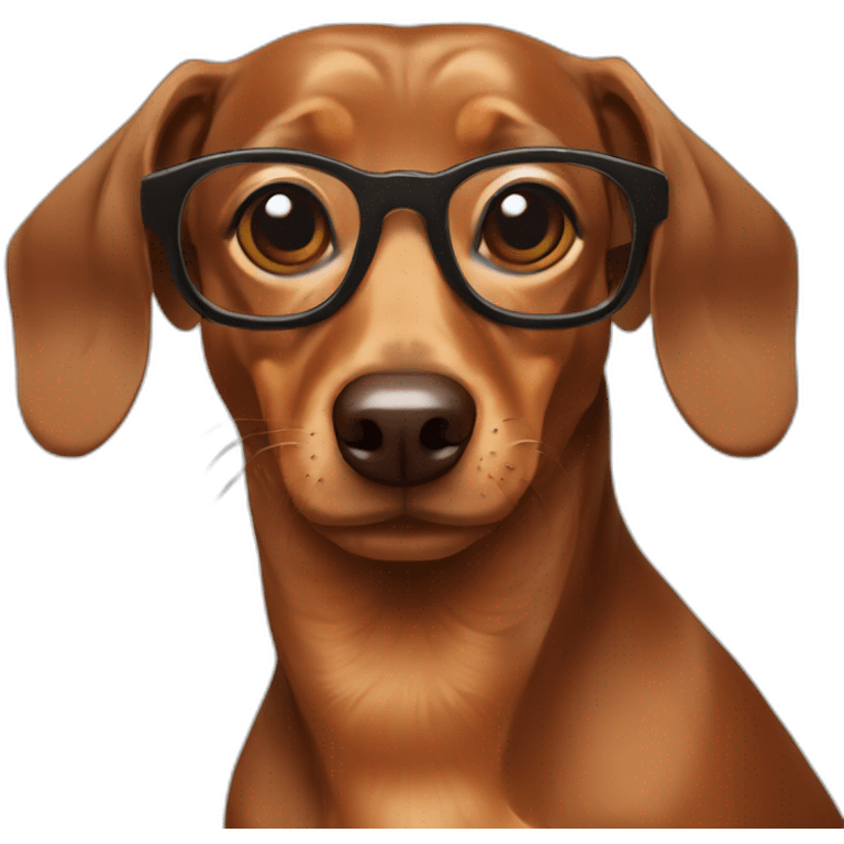 Dachshund brown with glases emoji