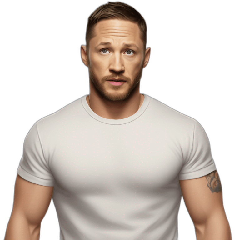 Tom Hardy wearing t-shirt emoji