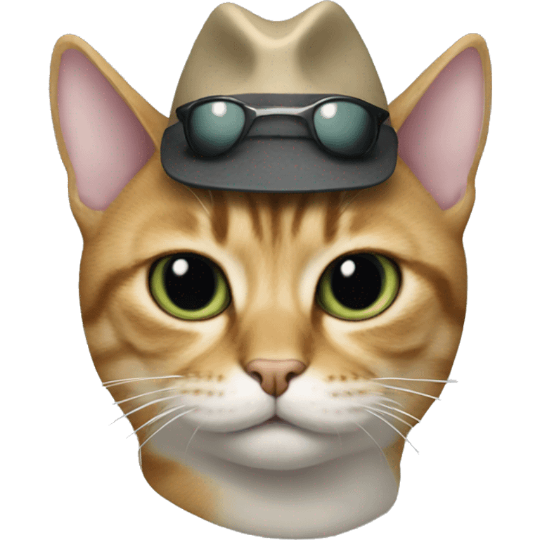 Cat with sunglasses with a shark hat on emoji