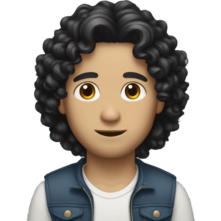 curly long black hair white man emoji