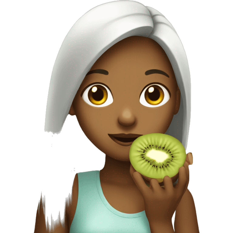 girl eating kiwi emoji