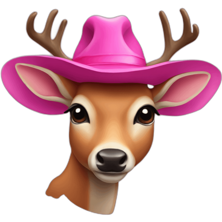 A humanoid deer with a Big pink hat emoji