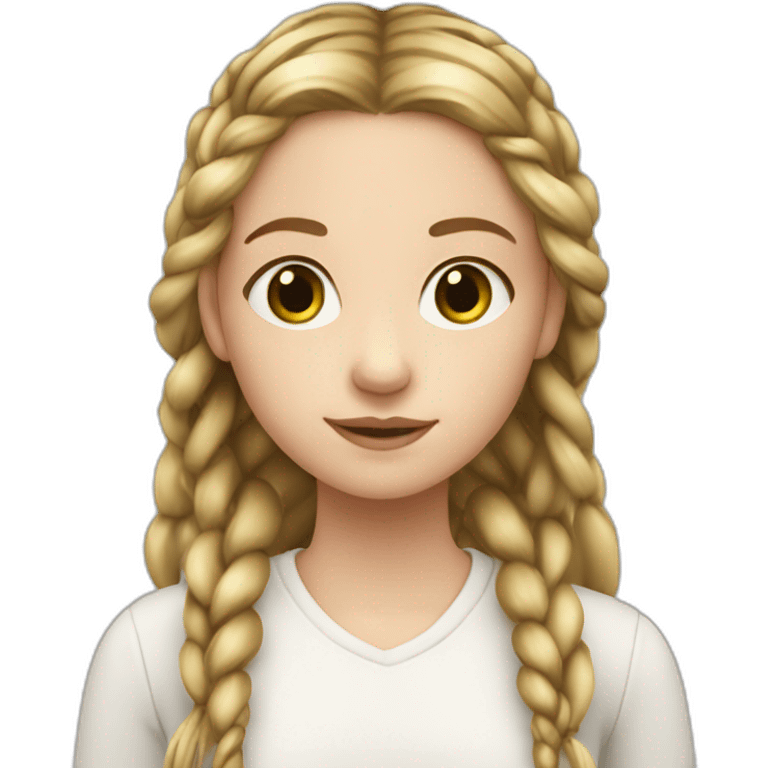 A white 15-year-old French girl who has the eyes green-brown, her hair is long and blond, she has 2 braids emoji