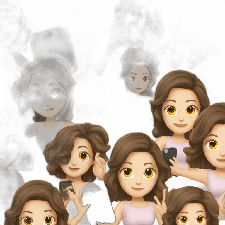 white girl with loose, black-brown hair playing on her phone emoji