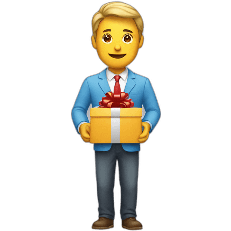 A man giving a digital gift emoji