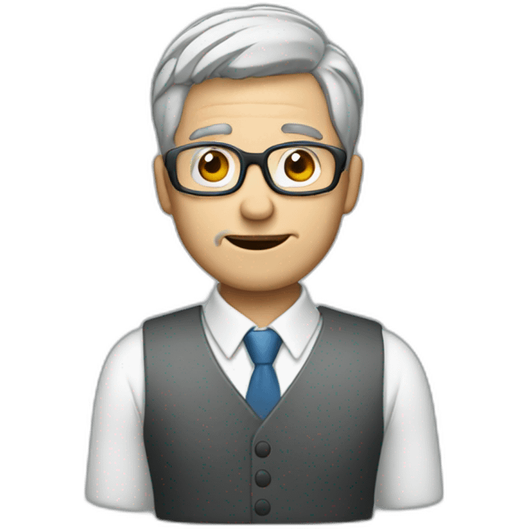 man grey hair taking professional picture with cell phone emoji